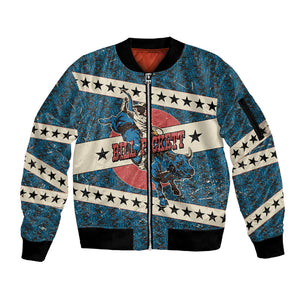 Bill Pickett Black Cowboy Sleeve Zip Bomber Jacket Western American Heritage - Grunge Stars And Stripes