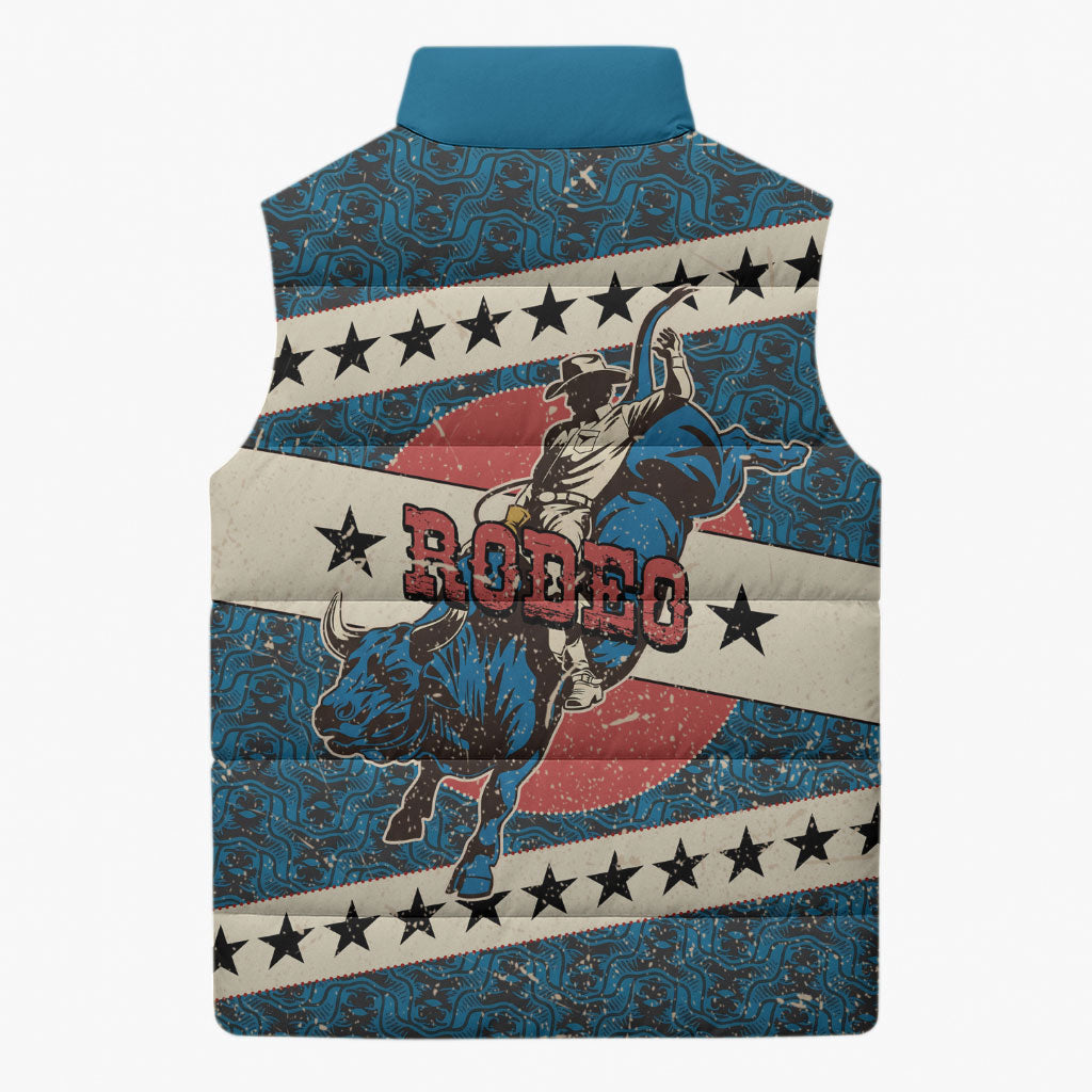 Bill Pickett Black Cowboy Sleeveless Puffer Jacket Western American Heritage - Grunge Stars And Stripes
