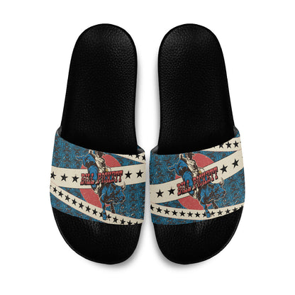 Bill Pickett Black Cowboy Slide Sandals Western American Heritage - Grunge Stars And Stripes
