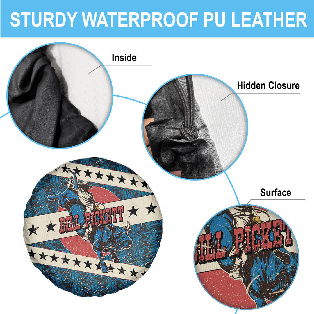Bill Pickett Black Cowboy Spare Tire Cover Western American Heritage - Grunge Stars And Stripes