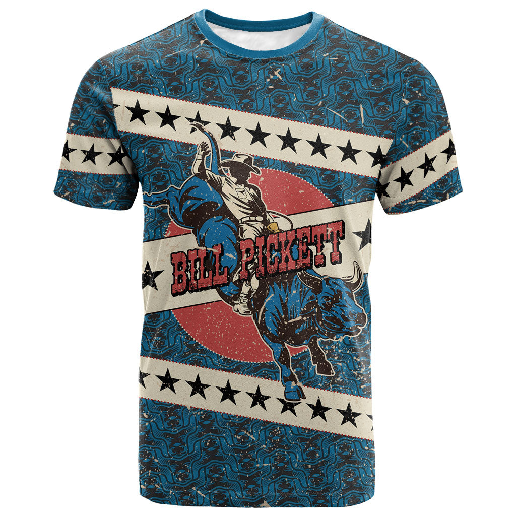 Bill Pickett Black Cowboy T shirt Western American Heritage - Grunge Stars And Stripes