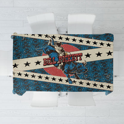 Bill Pickett Black Cowboy Tablecloth Western American Heritage - Grunge Stars And Stripes