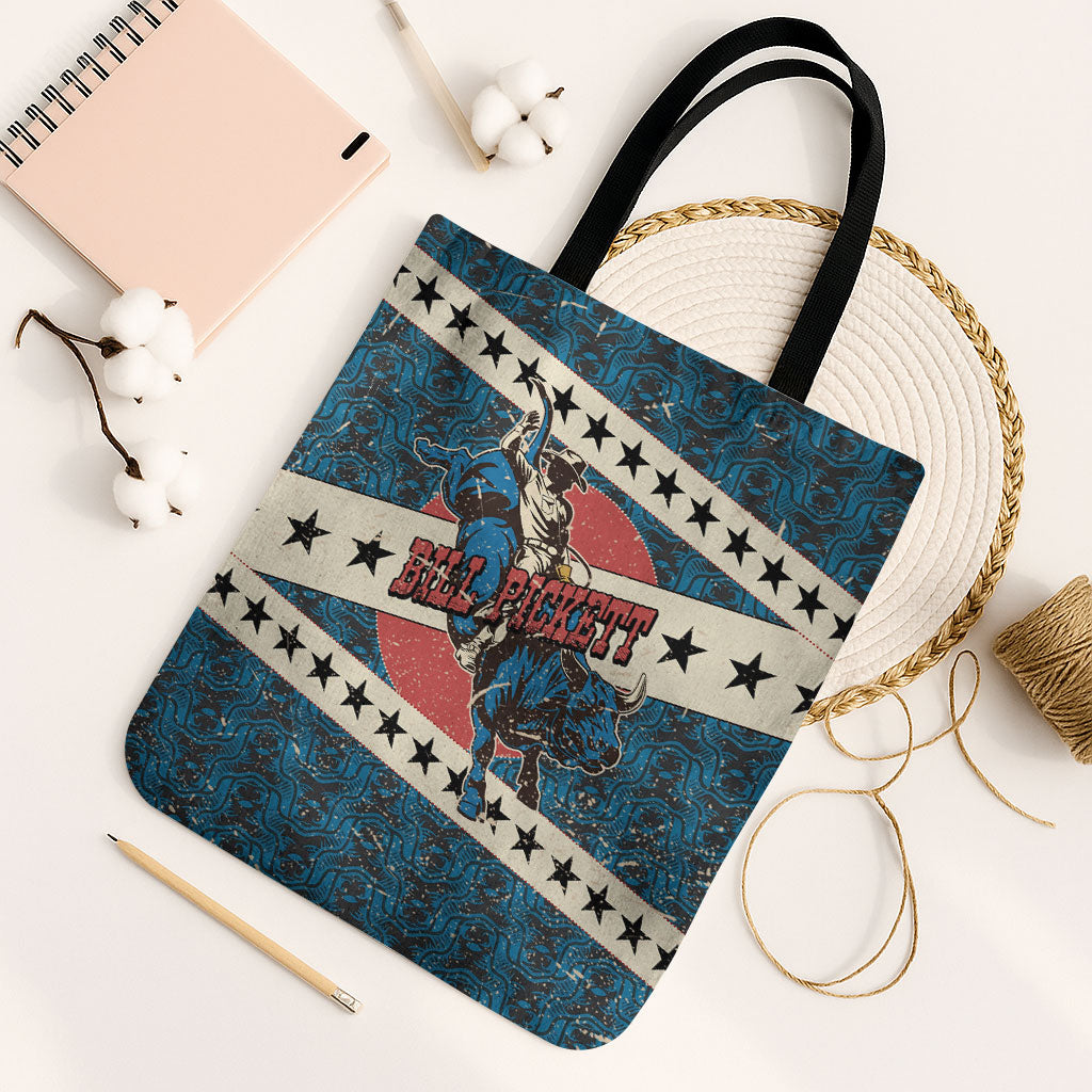 Bill Pickett Black Cowboy Tote Bag Western American Heritage - Grunge Stars And Stripes