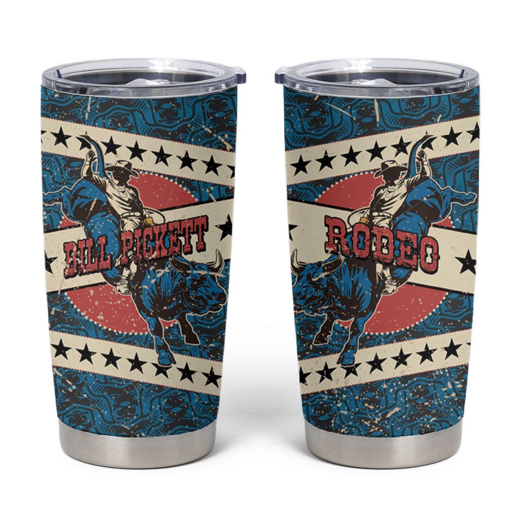 Bill Pickett Black Cowboy Tumbler Cup Western American Heritage - Grunge Stars And Stripes