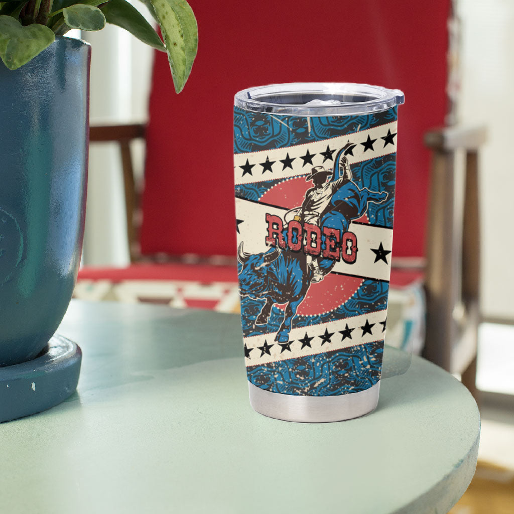 Bill Pickett Black Cowboy Tumbler Cup Western American Heritage - Grunge Stars And Stripes