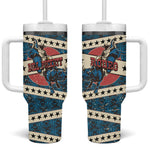 Bill Pickett Black Cowboy Tumbler With Handle Western American Heritage - Grunge Stars And Stripes