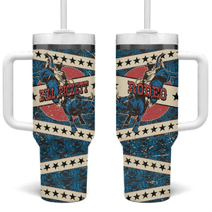 Bill Pickett Black Cowboy Tumbler With Handle Western American Heritage - Grunge Stars And Stripes