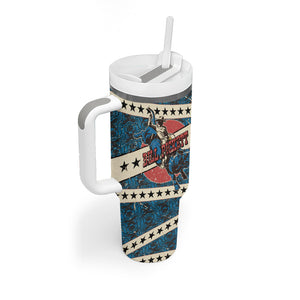 Bill Pickett Black Cowboy Tumbler With Handle Western American Heritage - Grunge Stars And Stripes