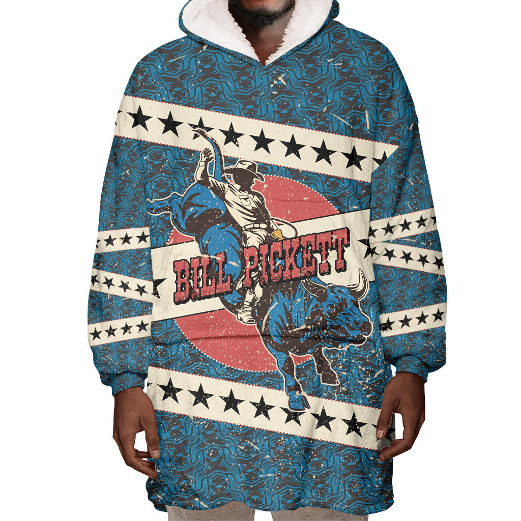 Bill Pickett Black Cowboy Wearable Blanket Hoodie Western American Heritage - Grunge Stars And Stripes