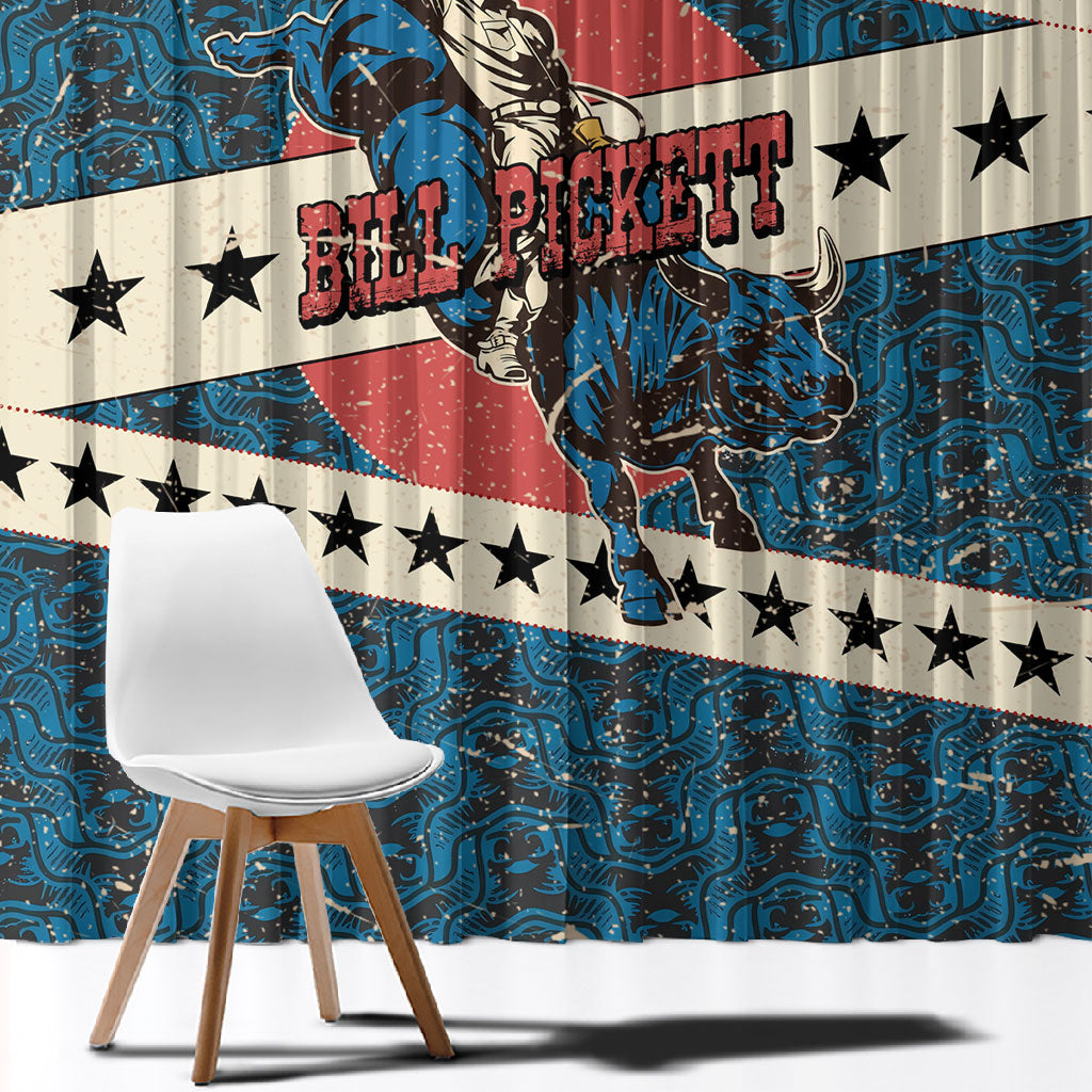 Bill Pickett Black Cowboy Window Curtain Western American Heritage - Grunge Stars And Stripes
