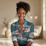 Bill Pickett Black Cowboy Women Casual Shirt Western American Heritage - Grunge Stars And Stripes