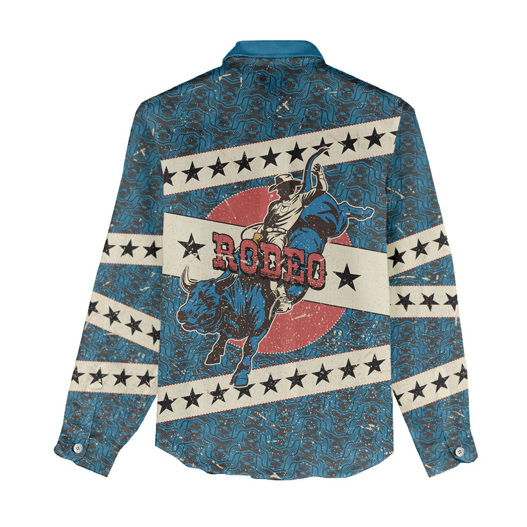 Bill Pickett Black Cowboy Women Casual Shirt Western American Heritage - Grunge Stars And Stripes