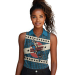 Bill Pickett Black Cowboy Women Sleeveless Polo Shirt Western American Heritage - Grunge Stars And Stripes