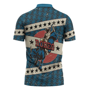 Bill Pickett Black Cowboy Zipper Polo Shirt Western American Heritage - Grunge Stars And Stripes