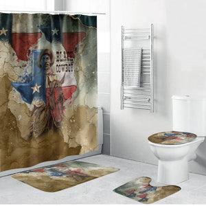 Bill Pickett Texas Flag Bathroom Set Black Cowboy - Vintage Grunge Watercolor - Horseback Rider Heritage