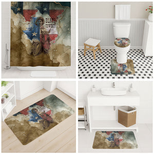 Bill Pickett Texas Flag Bathroom Set Black Cowboy - Vintage Grunge Watercolor - Horseback Rider Heritage