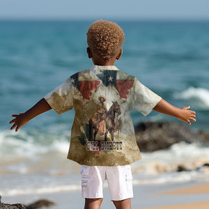 Bill Pickett Texas Flag Kid Hawaiian Shirt Black Cowboy - Vintage Grunge Watercolor - Horseback Rider Heritage