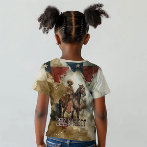 Bill Pickett Texas Flag Kid T shirt Black Cowboy - Vintage Grunge Watercolor - Horseback Rider Heritage