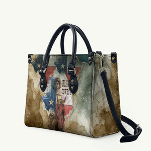 Bill Pickett Texas Flag Leather Bag Black Cowboy - Vintage Grunge Watercolor - Horseback Rider Heritage
