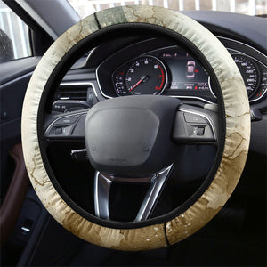 Bill Pickett Texas Flag Steering Wheel Cover Black Cowboy - Vintage Grunge Watercolor - Horseback Rider Heritage