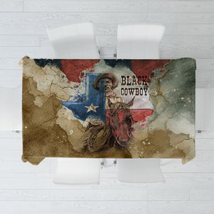 Bill Pickett Texas Flag Tablecloth Black Cowboy - Vintage Grunge Watercolor - Horseback Rider Heritage