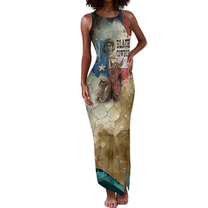 Bill Pickett Texas Flag Tank Maxi Dress Black Cowboy - Vintage Grunge Watercolor - Horseback Rider Heritage