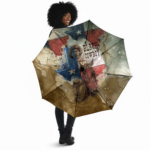 Bill Pickett Texas Flag Umbrella Black Cowboy - Vintage Grunge Watercolor - Horseback Rider Heritage