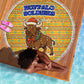 Buffalo Soldiers Christmas Beach Blanket Yellow Cartoon Buffalo Santa Hat Design - African Pride
