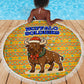 Buffalo Soldiers Christmas Beach Blanket Yellow Cartoon Buffalo Santa Hat Design - African Pride