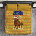 Buffalo Soldiers Christmas Bedding Set Yellow Cartoon Buffalo Santa Hat Design - African Pride