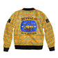 Buffalo Soldiers Christmas Bomber Jacket Yellow Cartoon Buffalo Santa Hat Design - African Pride