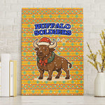 Buffalo Soldiers Christmas Canvas Wall Art Yellow Cartoon Buffalo Santa Hat Design - African Pride