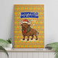 Buffalo Soldiers Christmas Canvas Wall Art Yellow Cartoon Buffalo Santa Hat Design - African Pride