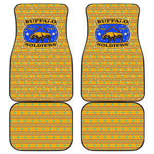 Buffalo Soldiers Christmas Car Mats Yellow Cartoon Buffalo Santa Hat Design - African Pride