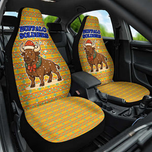 Buffalo Soldiers Christmas Car Seat Cover Yellow Cartoon Buffalo Santa Hat Design - African Pride
