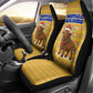 Buffalo Soldiers Christmas Car Seat Cover Yellow Cartoon Buffalo Santa Hat Design - African Pride