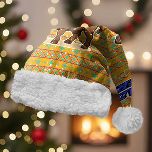 Buffalo Soldiers Christmas Santa Hat Yellow Cartoon Buffalo Santa Hat Design - African Pride