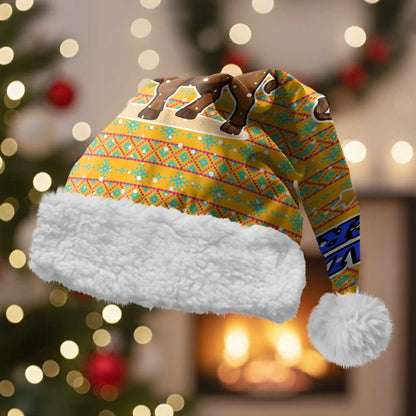 Buffalo Soldiers Christmas Santa Hat Yellow Cartoon Buffalo Santa Hat Design - African Pride