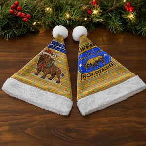 Buffalo Soldiers Christmas Santa Hat Yellow Cartoon Buffalo Santa Hat Design - African Pride