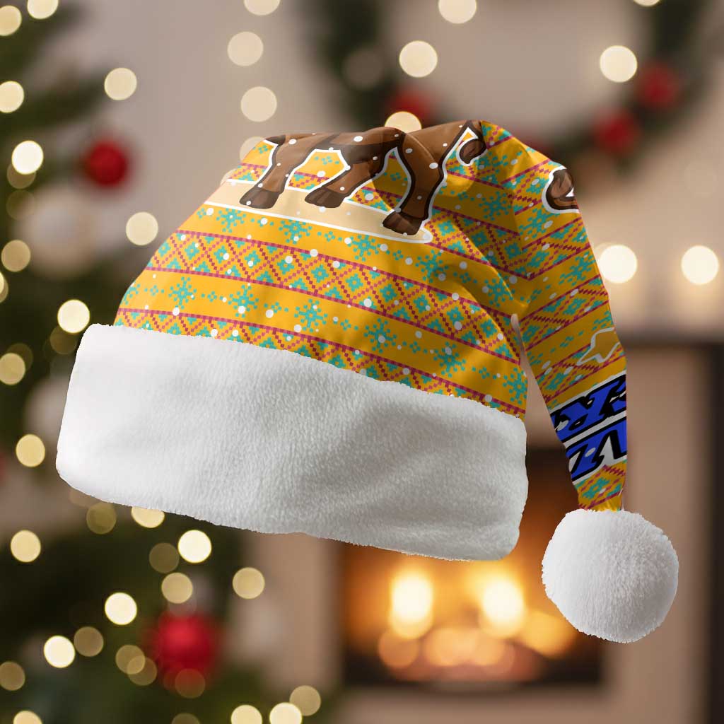 Buffalo Soldiers Christmas Santa Hat Yellow Cartoon Buffalo Santa Hat Design - African Pride