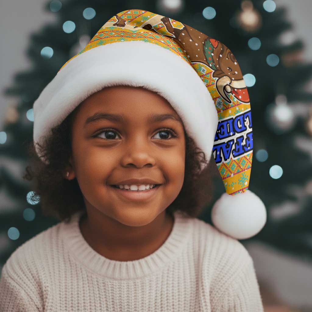Buffalo Soldiers Christmas Santa Hat Yellow Cartoon Buffalo Santa Hat Design - African Pride