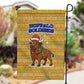 Buffalo Soldiers Christmas Garden Flag Yellow Cartoon Buffalo Santa Hat Design - African Pride
