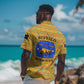 Buffalo Soldiers Christmas Hawaiian Shirt Yellow Cartoon Buffalo Santa Hat Design - African Pride