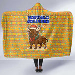 Buffalo Soldiers Christmas Hooded Blanket Yellow Cartoon Buffalo Santa Hat Design - African Pride