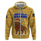 Buffalo Soldiers Christmas Hoodie Yellow Cartoon Buffalo Santa Hat Design - African Pride
