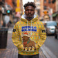 Buffalo Soldiers Christmas Hoodie Yellow Cartoon Buffalo Santa Hat Design - African Pride