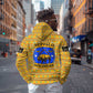 Buffalo Soldiers Christmas Hoodie Yellow Cartoon Buffalo Santa Hat Design - African Pride