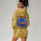 Buffalo Soldiers Christmas Hoodie Dress Yellow Cartoon Buffalo Santa Hat Design - African Pride