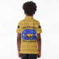 Buffalo Soldiers Christmas Kid Polo Shirt Yellow Cartoon Buffalo Santa Hat Design - African Pride