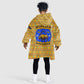 Buffalo Soldiers Christmas Kid Wearable Blanket Hoodie Yellow Cartoon Buffalo Santa Hat Design - African Pride